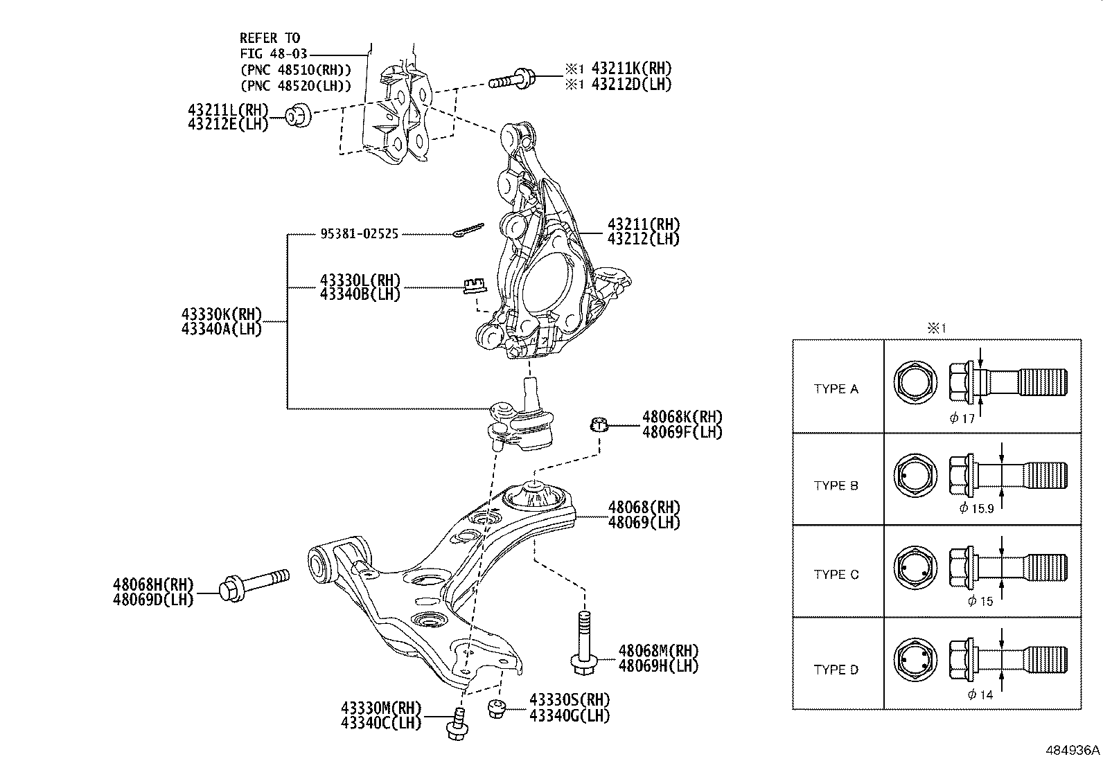 43212-02450 KNUCKLE, STEERING, LH product image
