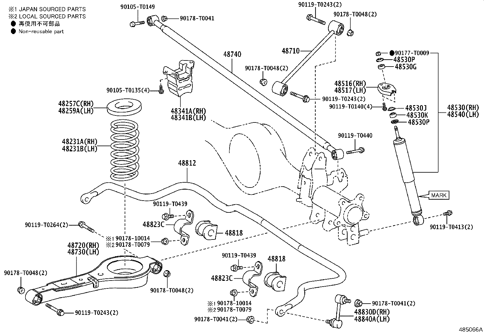 48516-0K010 BRACKET, REAR SHOCK ABSORBER, UPPER RH product image