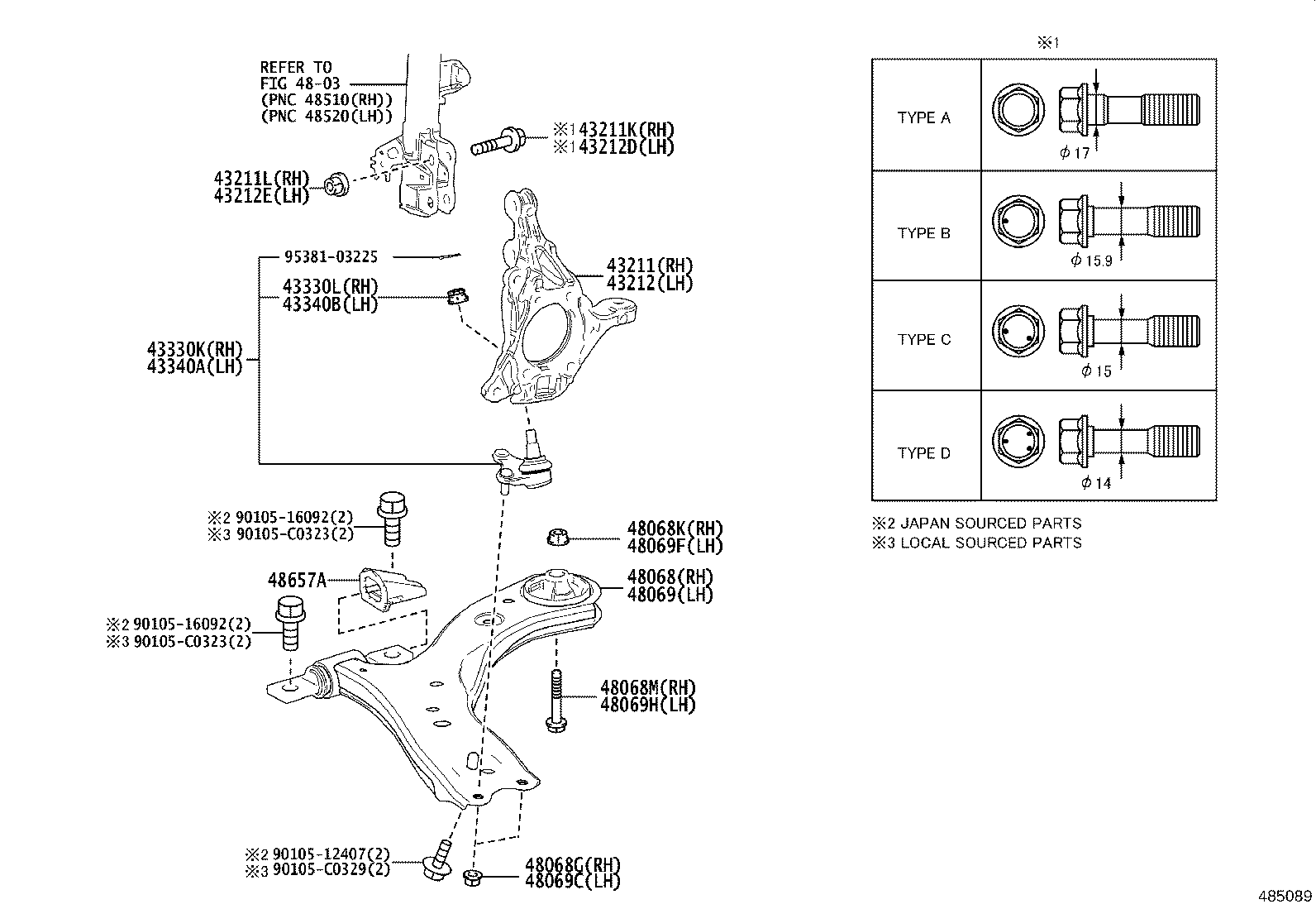 43202-0R030 KNUCKLE, STEERING, LH product image
