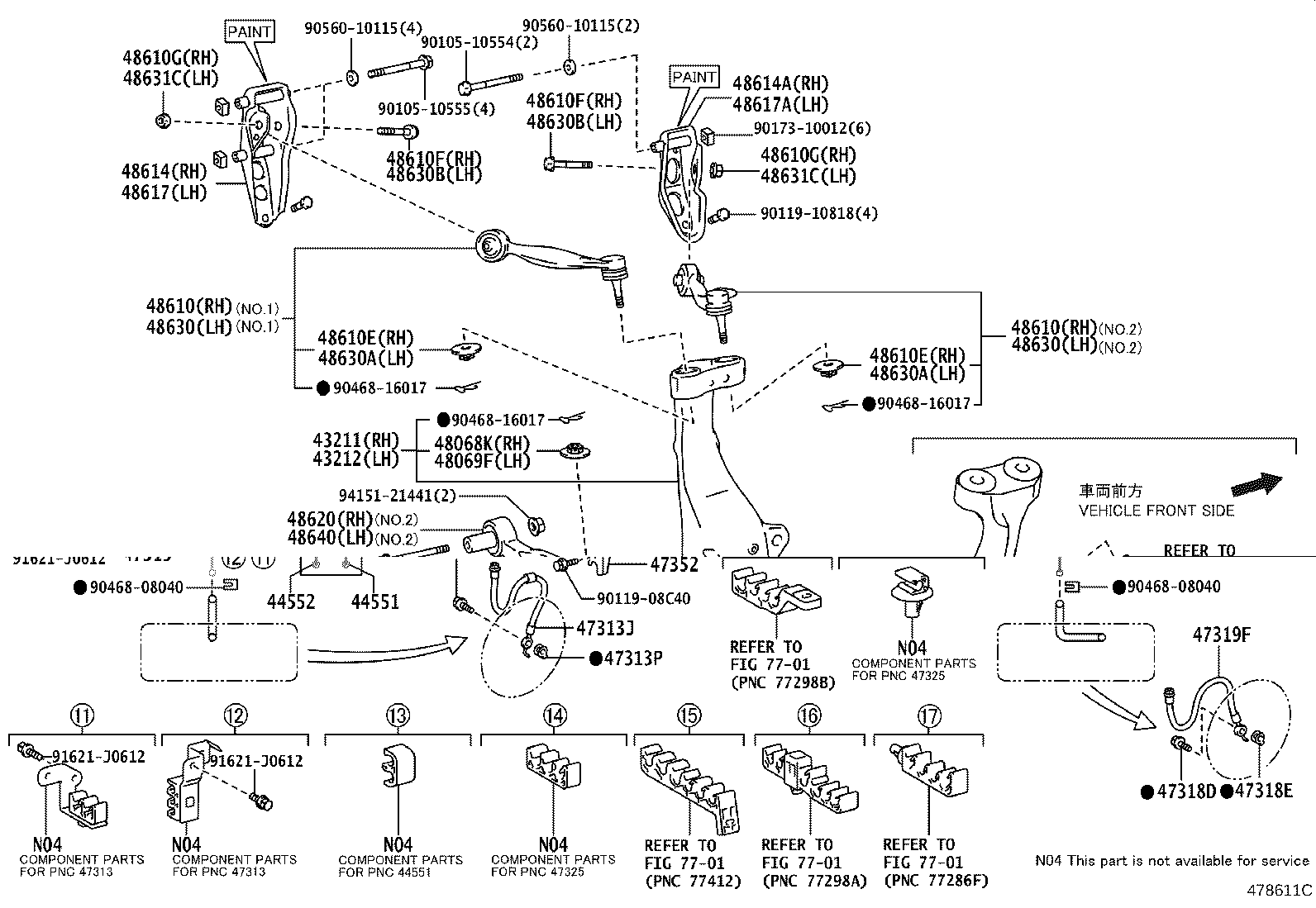 Toyota 48620-59055 ARM ASSY, FRONT SUSPENSION, LOWER RH