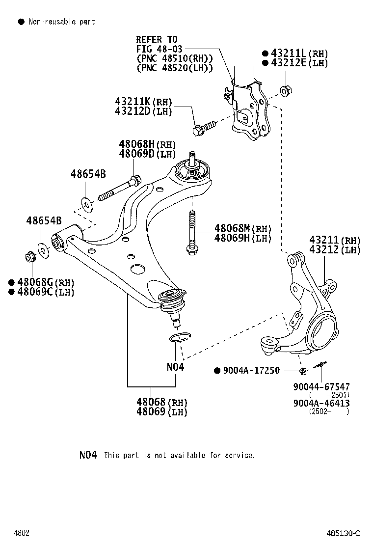 48068-BZ390 ARM SUB-ASSY, FRONT SUSPENSION, LOWER NO.1 RH product image
