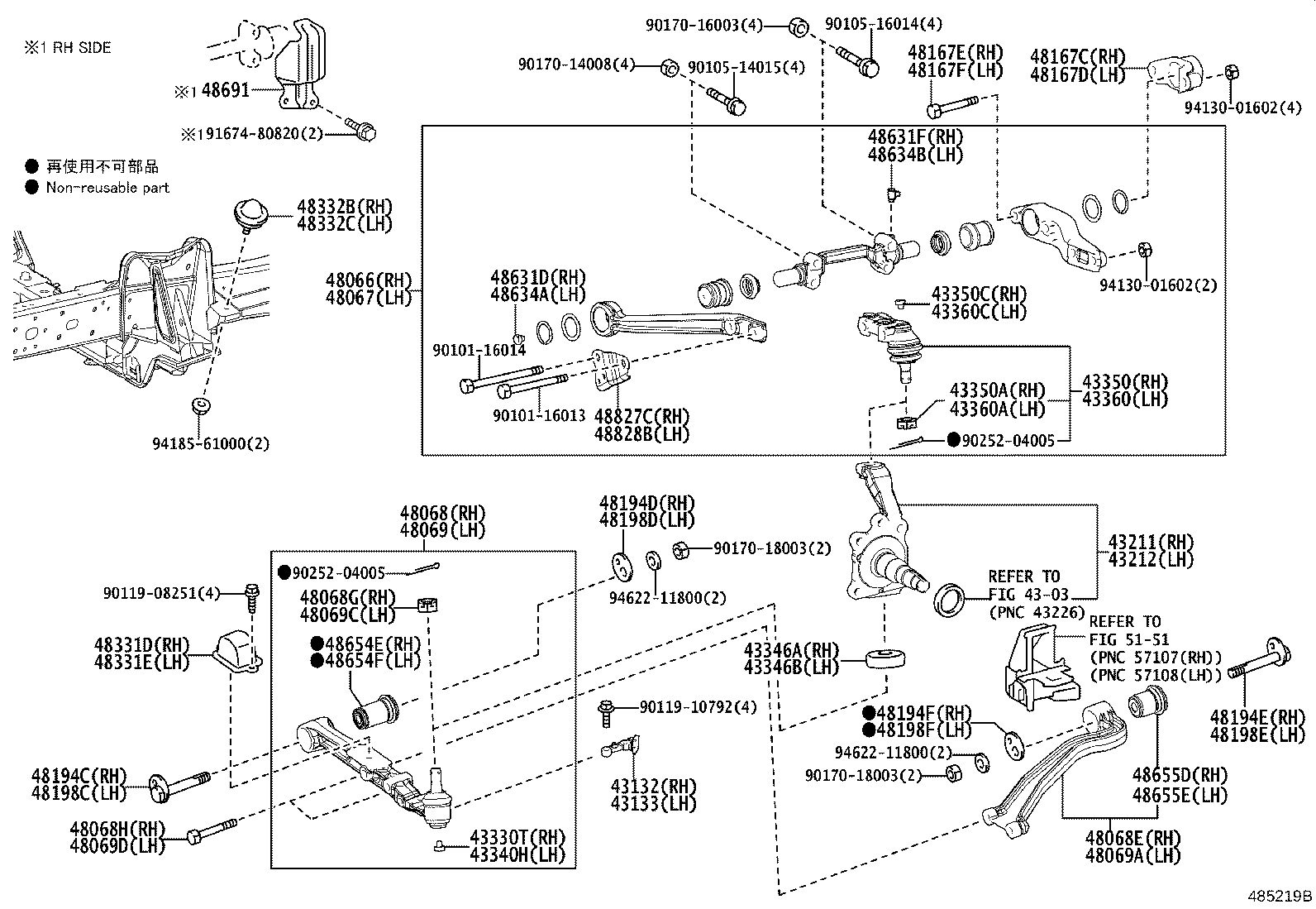 43212-36908 KNUCKLE, STEERING, LH product image