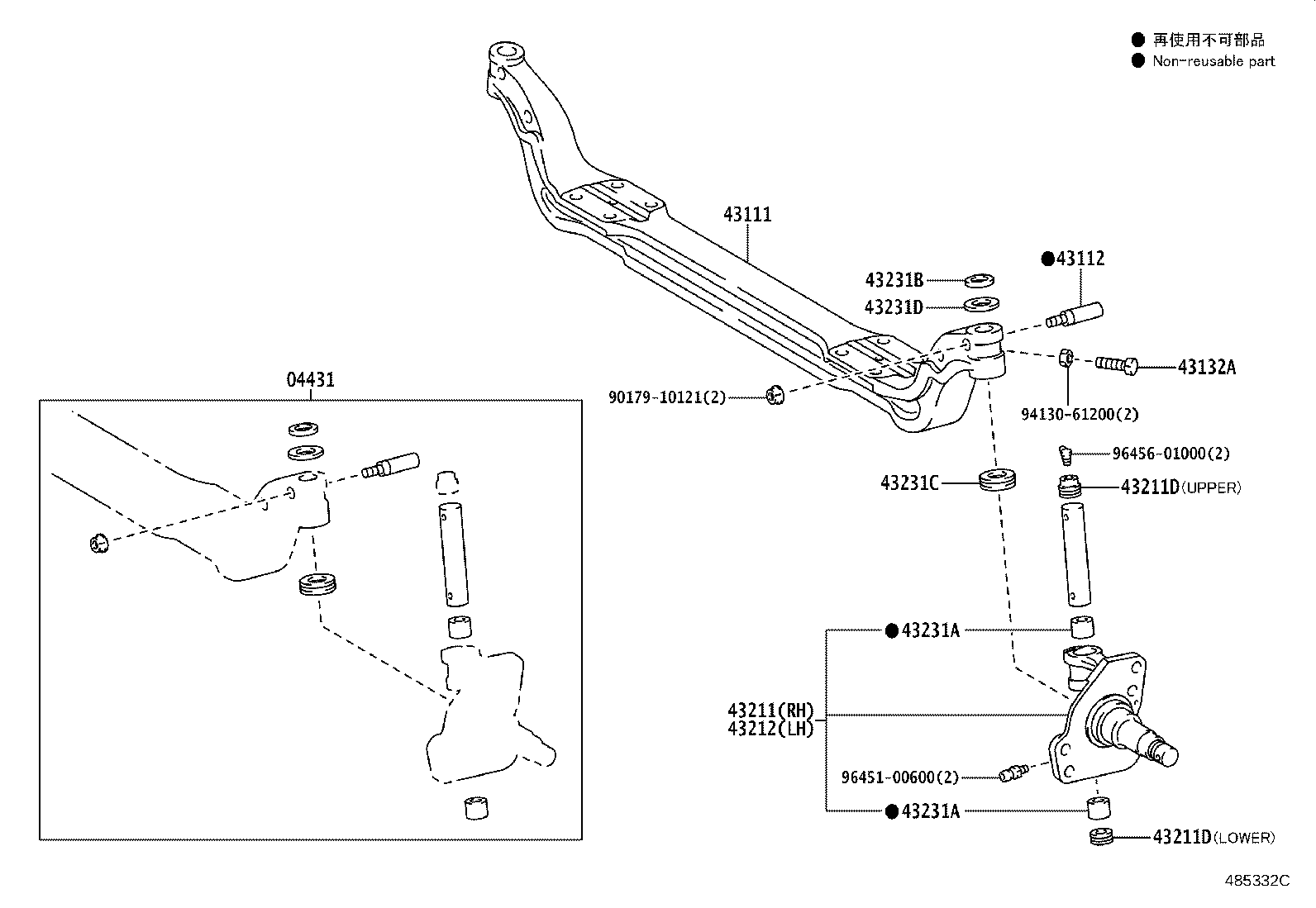 43212-37190 KNUCKLE, STEERING, LH product image