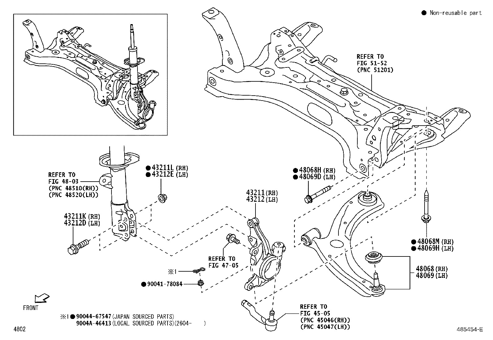 48068-BZ430 ARM SUB-ASSY, FRONT SUSPENSION, LOWER NO.1 RH product image