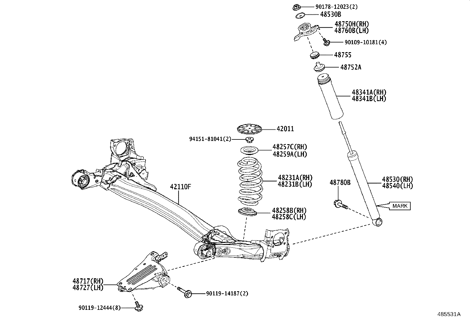 48717-16010 BRACKET, REAR SUSPENSION ARM, RH product image