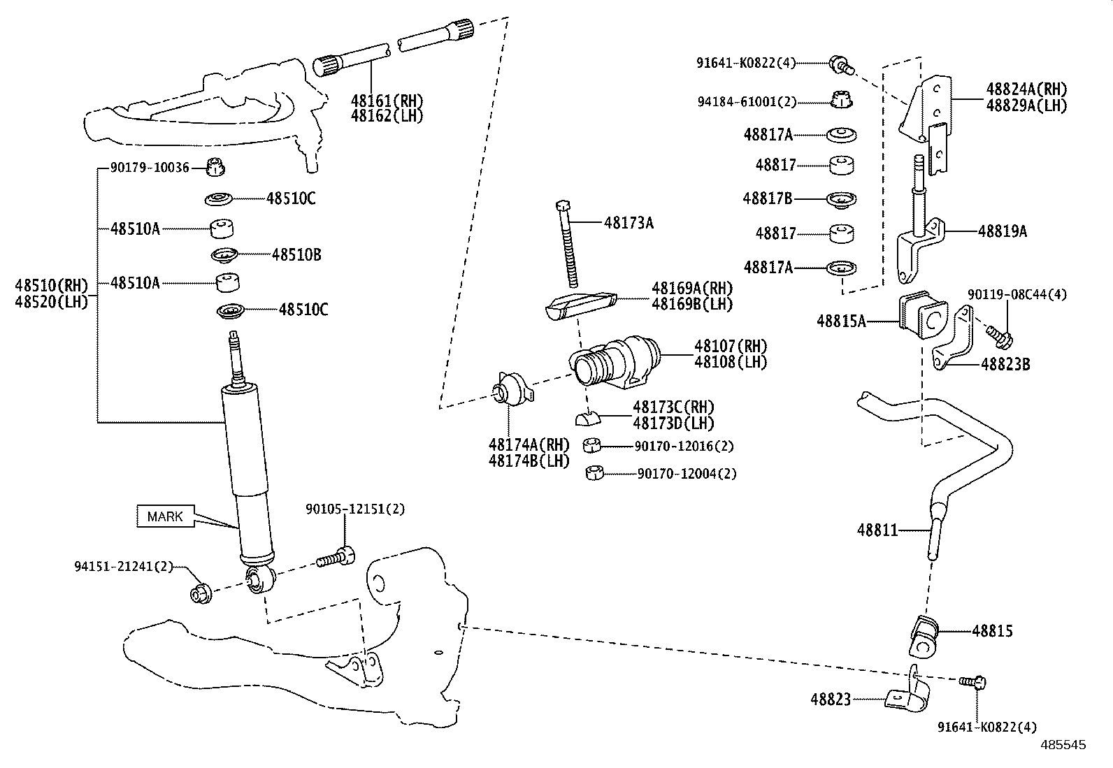 48108-25020 ARM SUB-ASSY, ANCHOR, LH product image