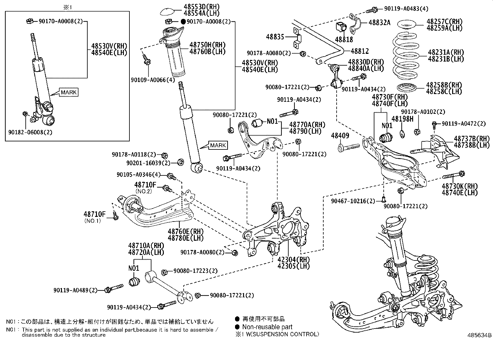 Toyota 42305-F6020 CARRIER SUB-ASSY, REAR AXLE, LH