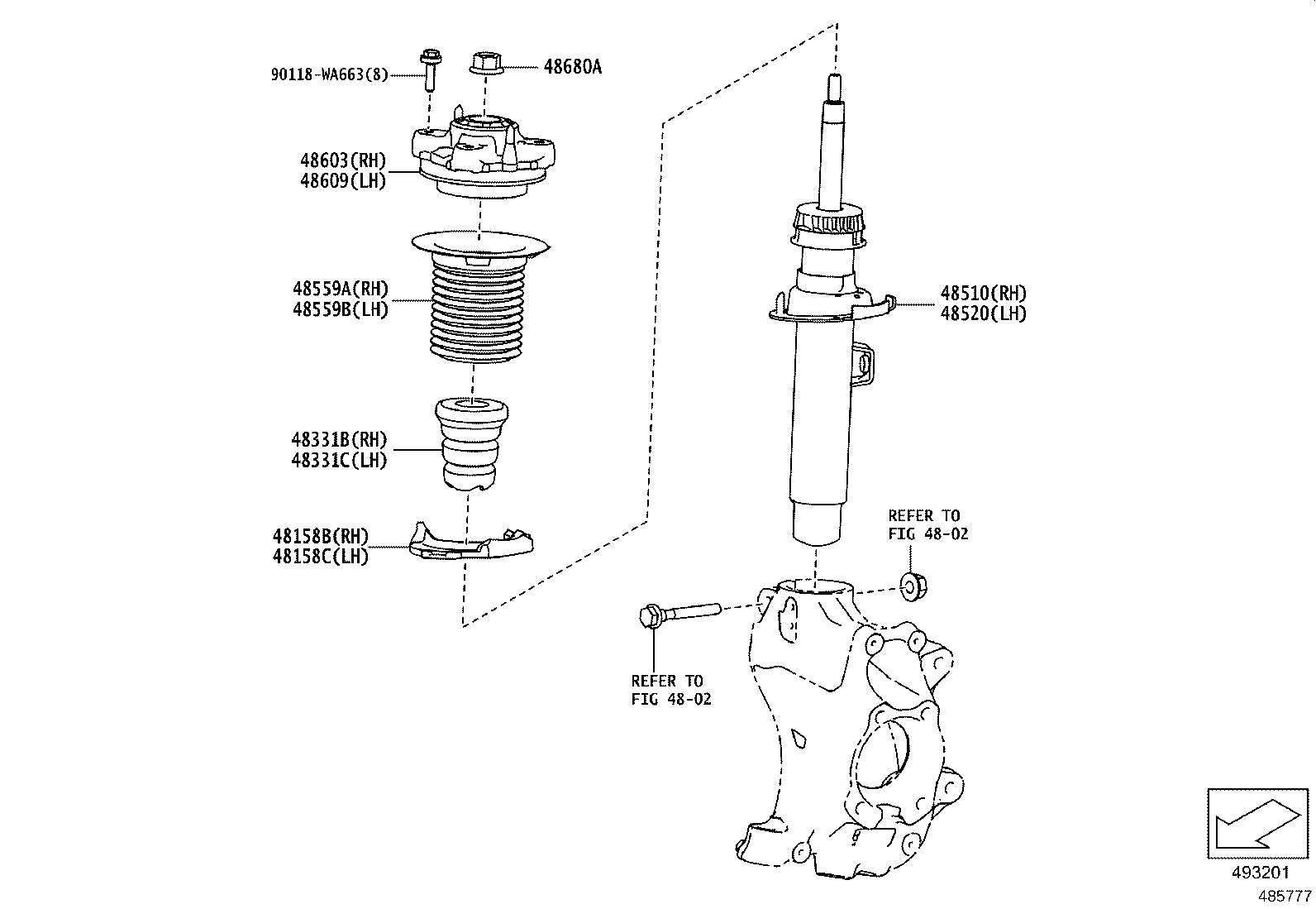 48609-WAA01 SUPPORT SUB-ASSY, FRONT SUSPENSION, RH product image
