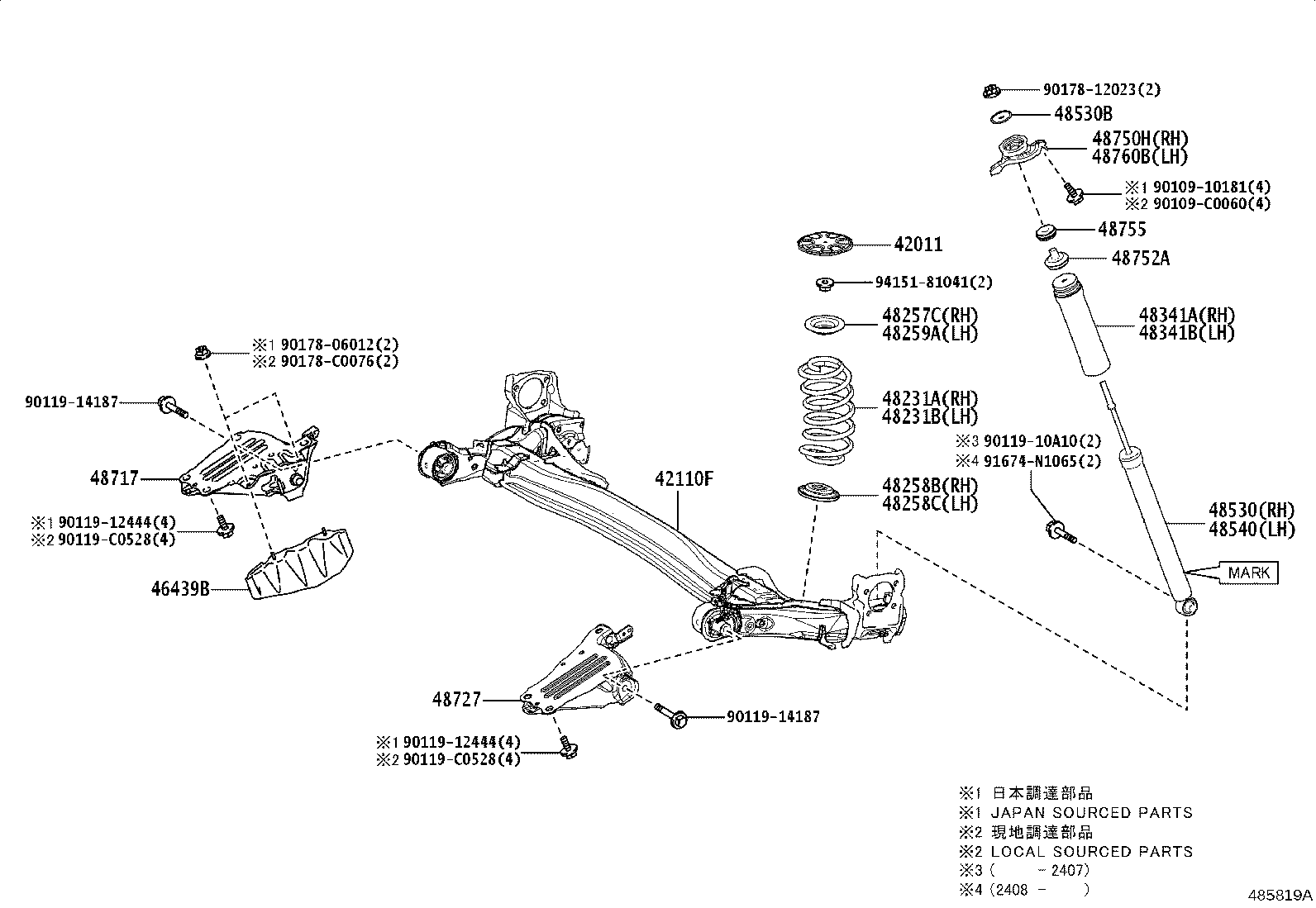 42305-02380 CARRIER SUB-ASSY, REAR AXLE, LH product image