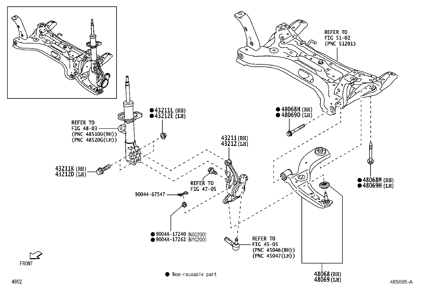 48068-BZ490 ARM SUB-ASSY, FRONT SUSPENSION, LOWER NO.1 RH product image