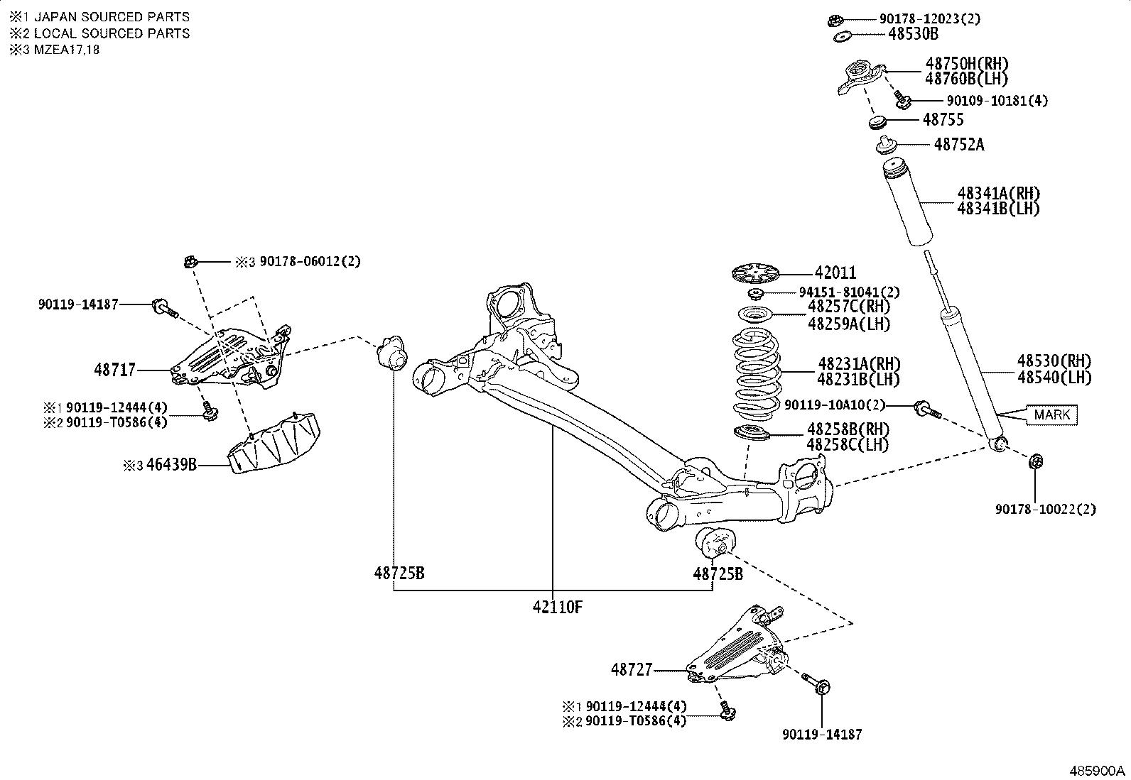 42304-02290 CARRIER SUB-ASSY, REAR AXLE, RH product image