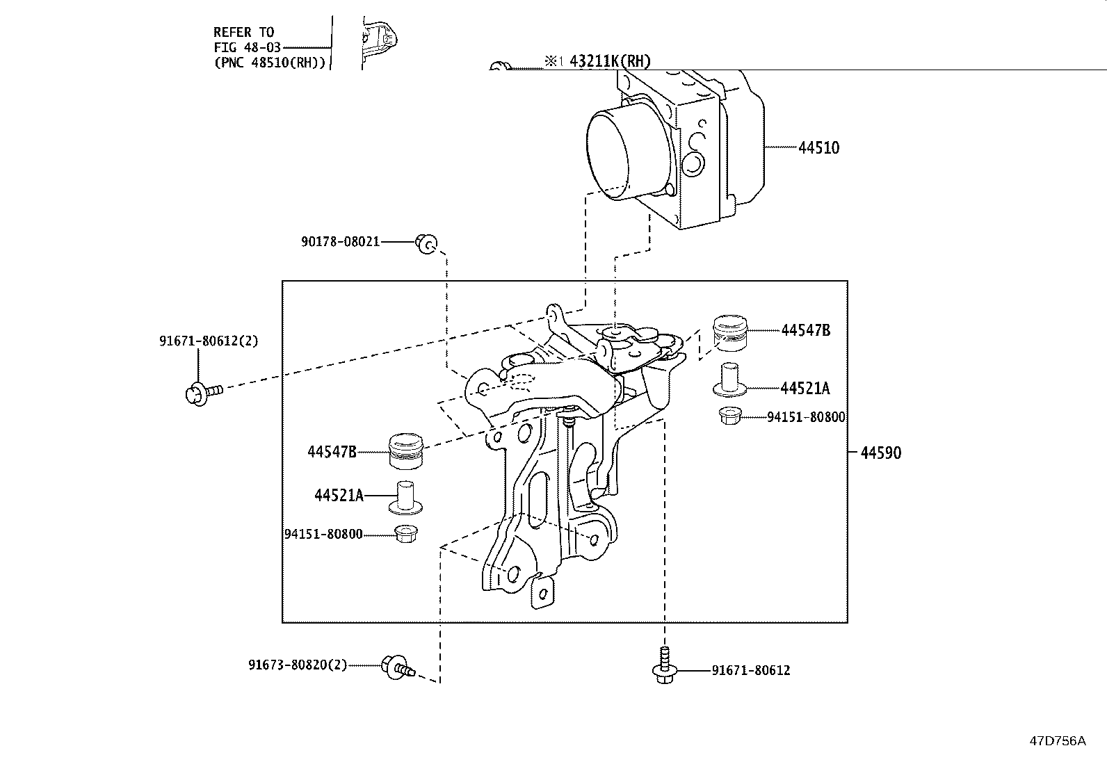 48068-30320 ARM SUB-ASSY, FRONT SUSPENSION, LOWER NO.1 RH product image