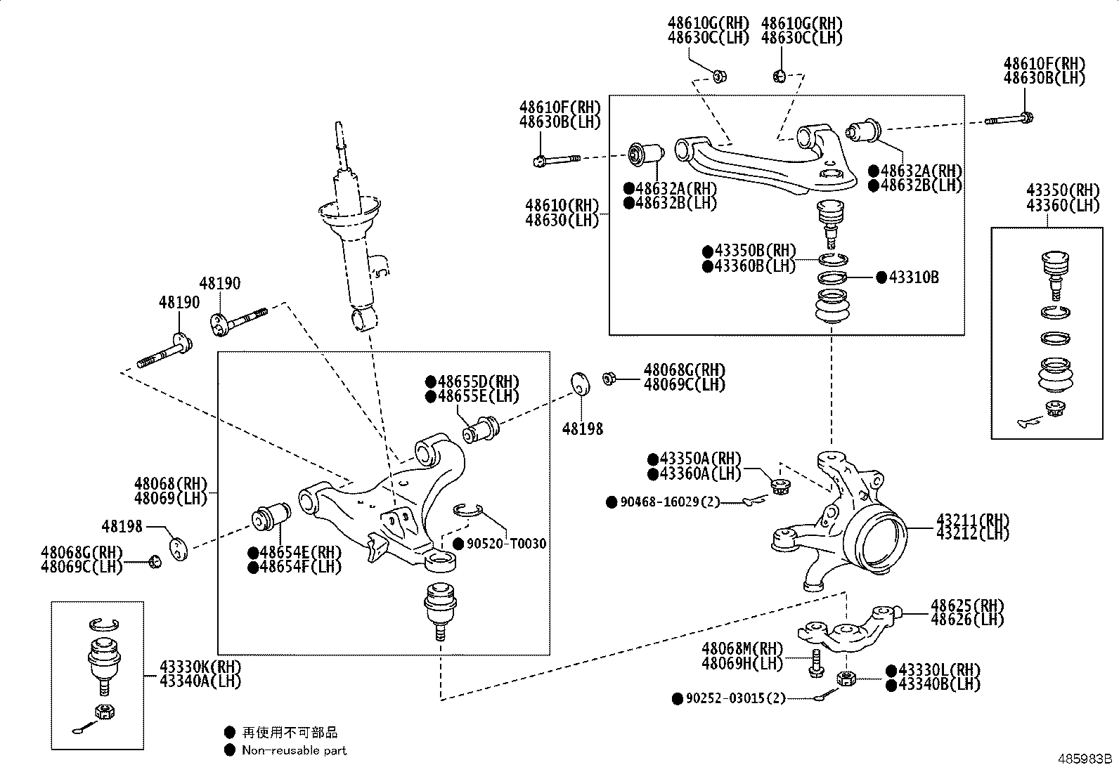 Toyota 48068-0K160 ARM SUB-ASSY, FRONT SUSPENSION, LOWER NO.1 RH