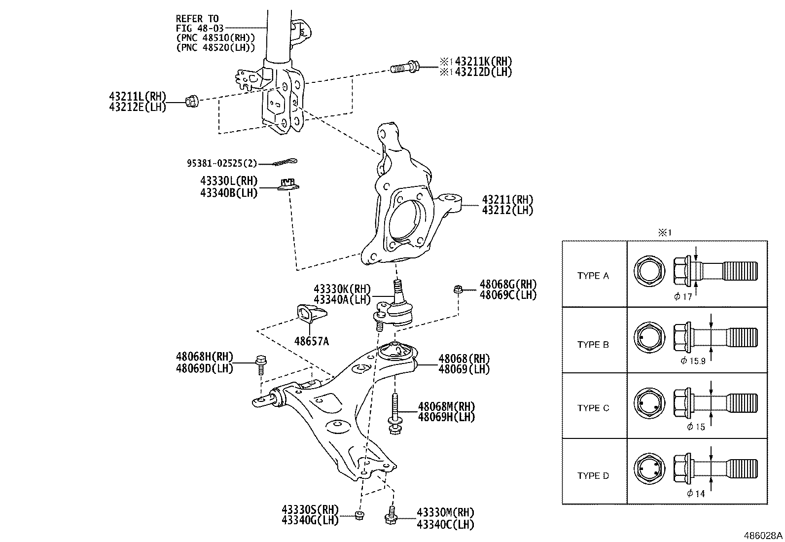 43202-40020 KNUCKLE, STEERING, LH product image