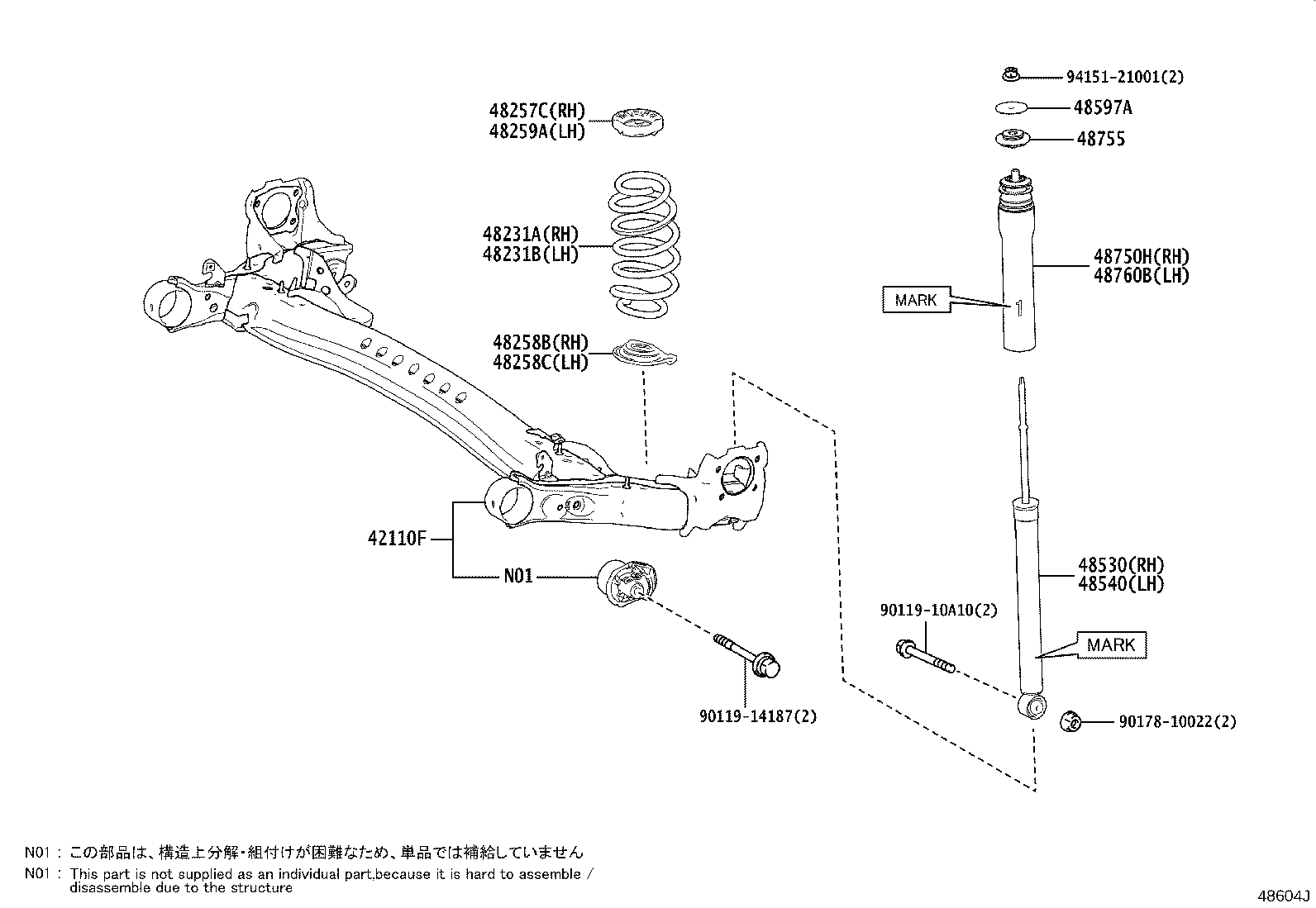 48070-52020 BRACKET ASSY, REAR SUSPENSION ARM, LH product image