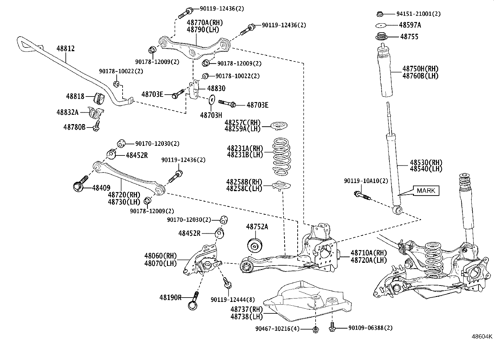 48070-52020 BRACKET ASSY, REAR SUSPENSION ARM, LH product image