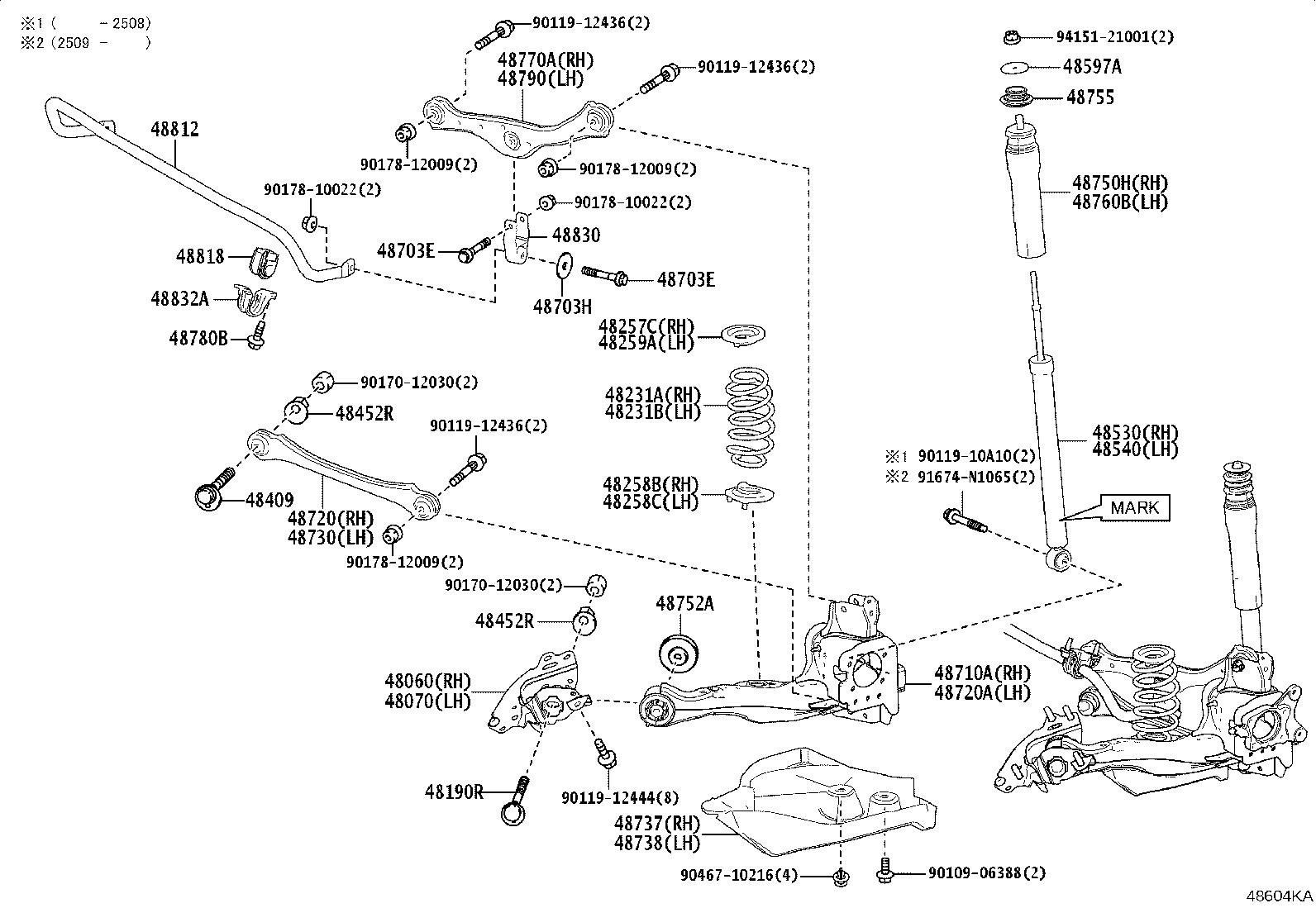 48070-52020 BRACKET ASSY, REAR SUSPENSION ARM, LH product image