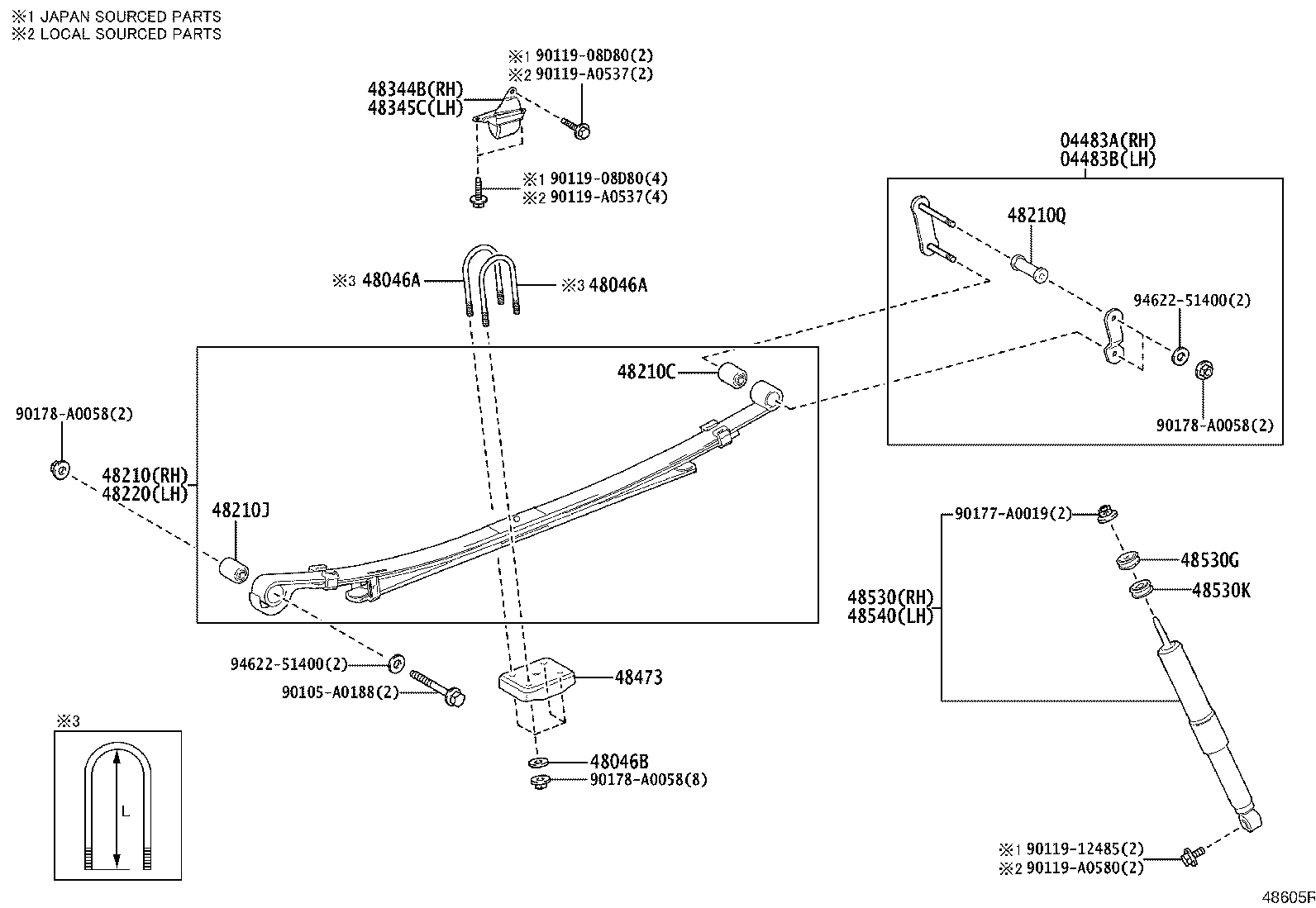 04483-04090 SHACKLE KIT, REAR SPRING, RH product image