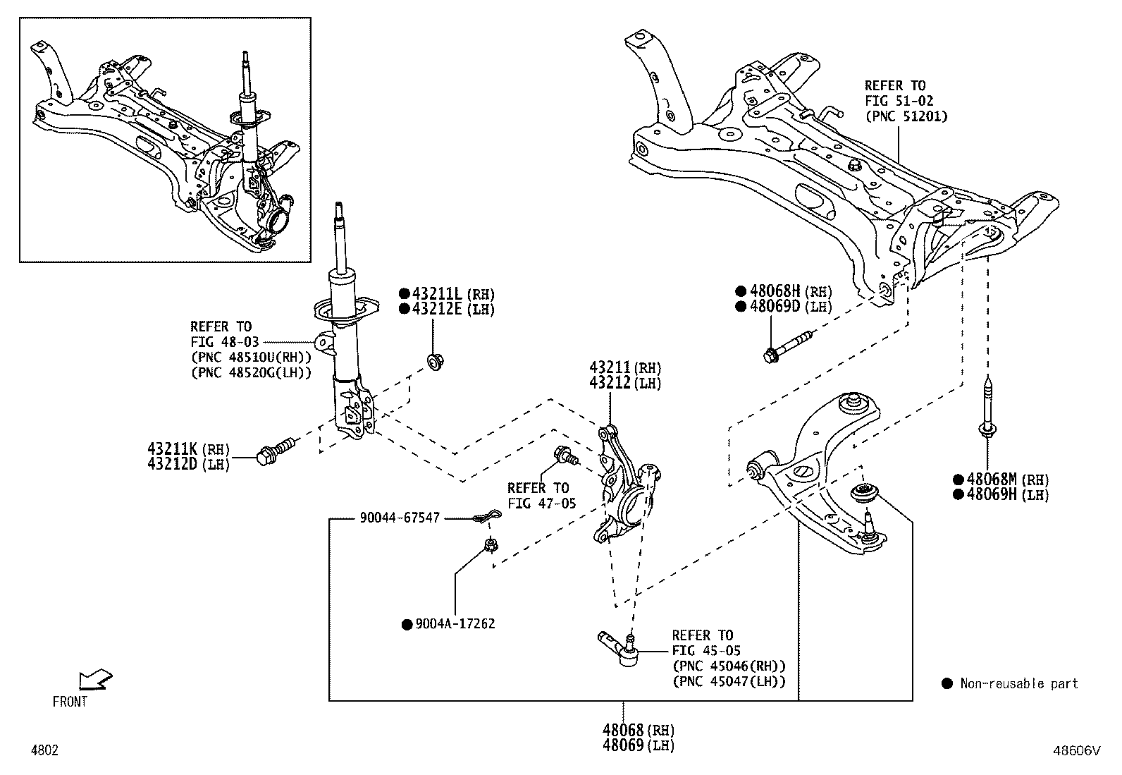 48068-BZ490 ARM SUB-ASSY, FRONT SUSPENSION, LOWER NO.1 RH product image
