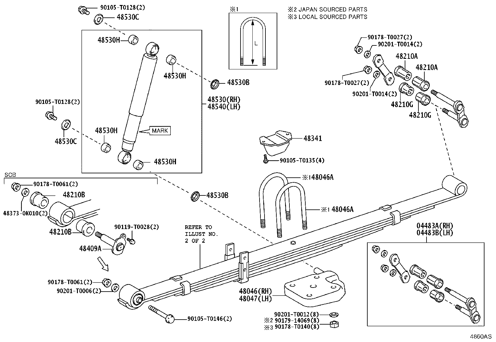 48046-KK050 SEAT SUB-ASSY, SPRING U BOLT, RH product image