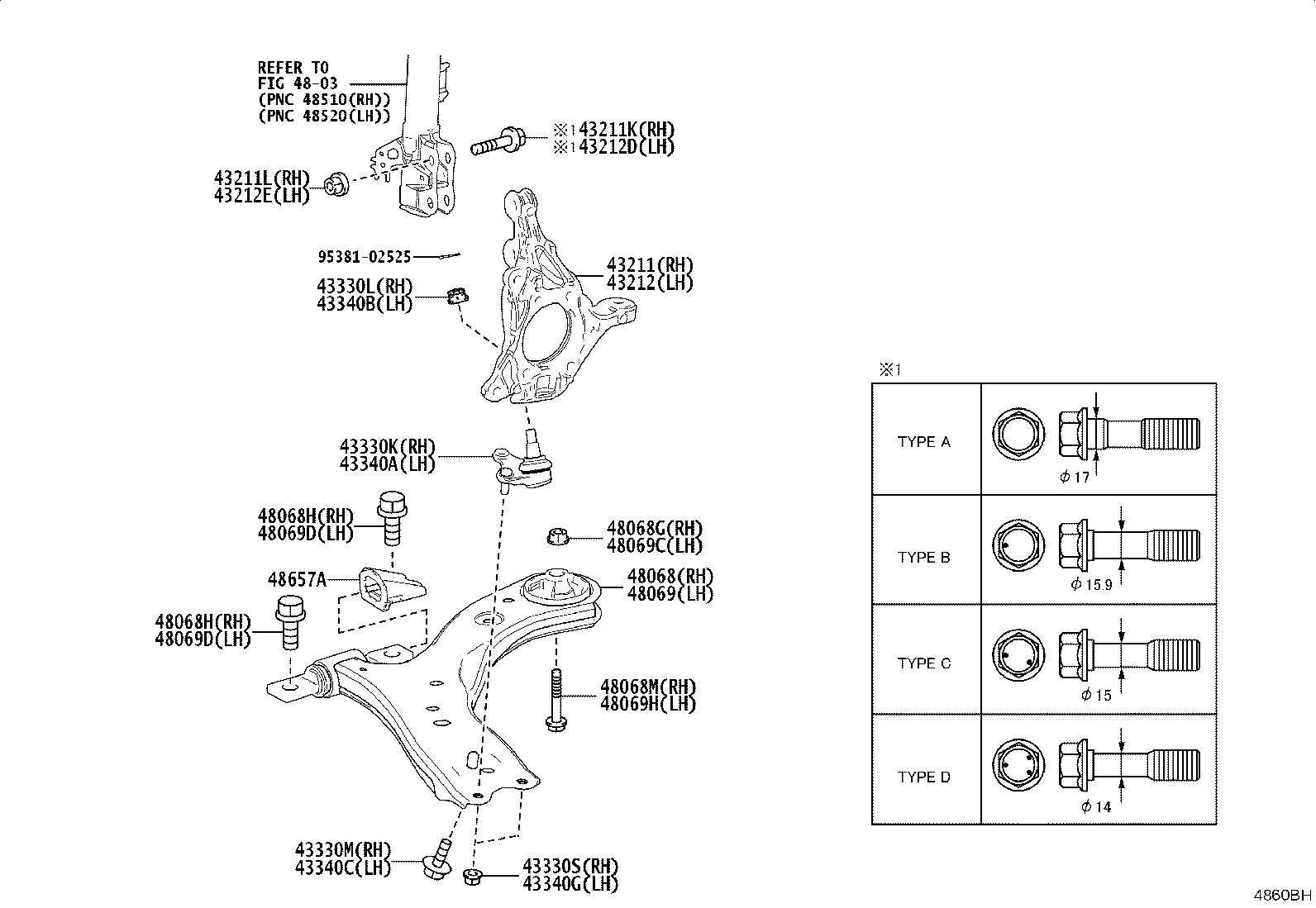 43212-06270 KNUCKLE, STEERING, LH product image