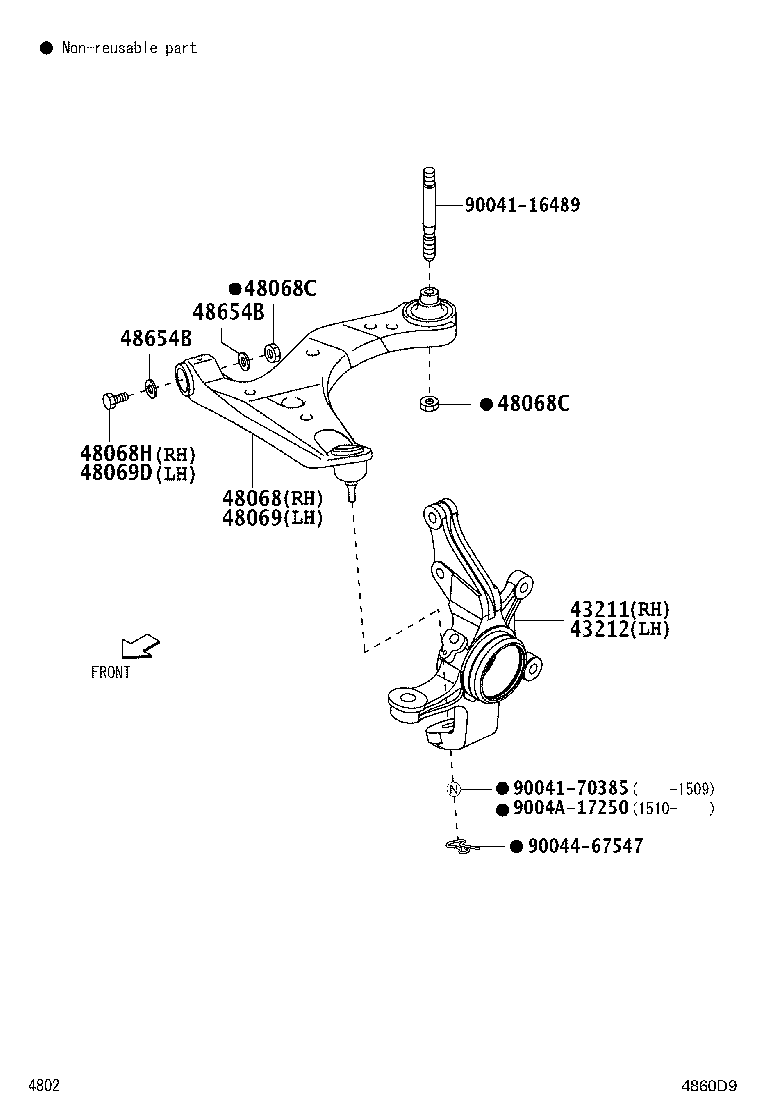 43212-BZ070 KNUCKLE, STEERING, LH product image