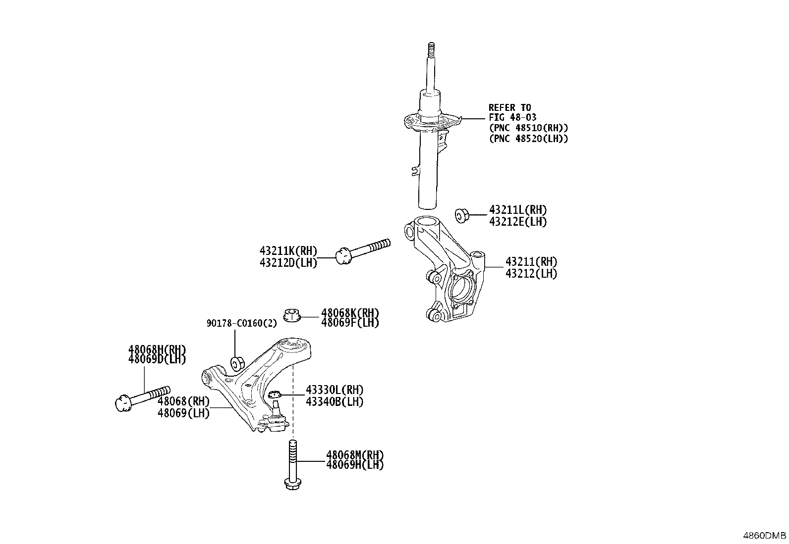 43215-YL011 KNUCKLE, STEERING, LH product image