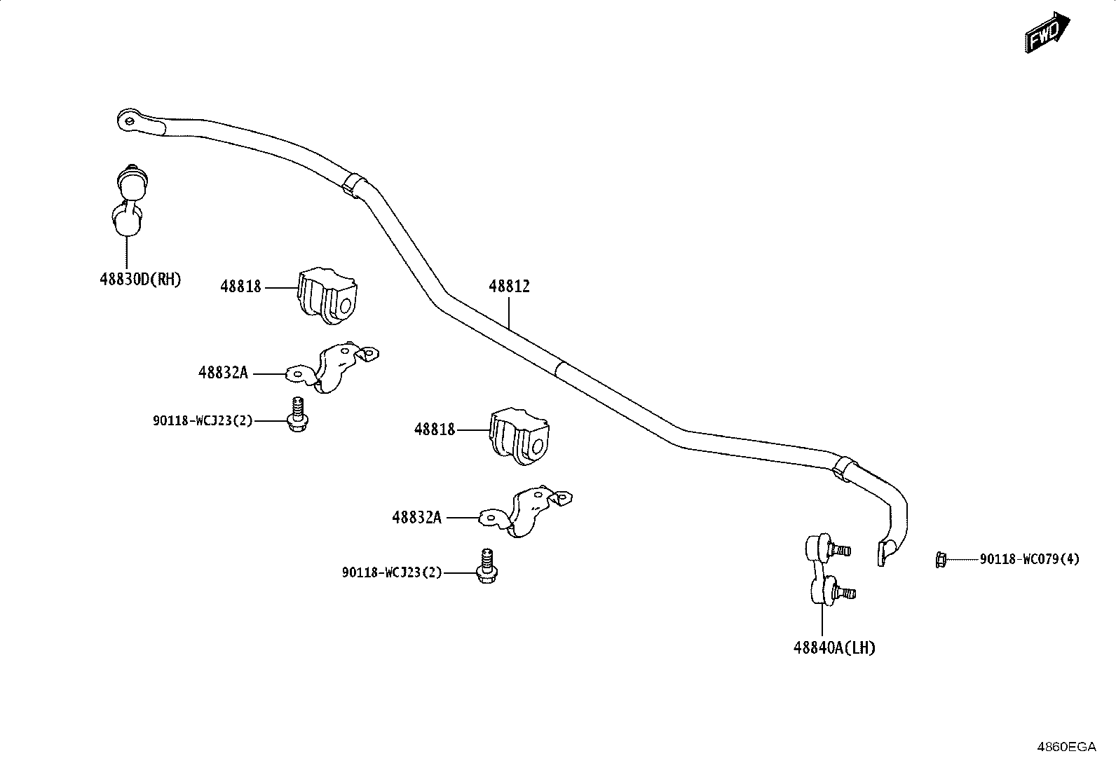48812-WC001 BAR, STABILIZER, REAR product image