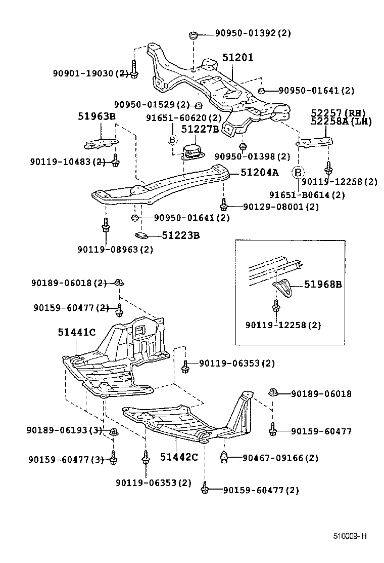 52258-44020 BRACE, FRONT SUSPENSION MEMBER, REAR LH product image