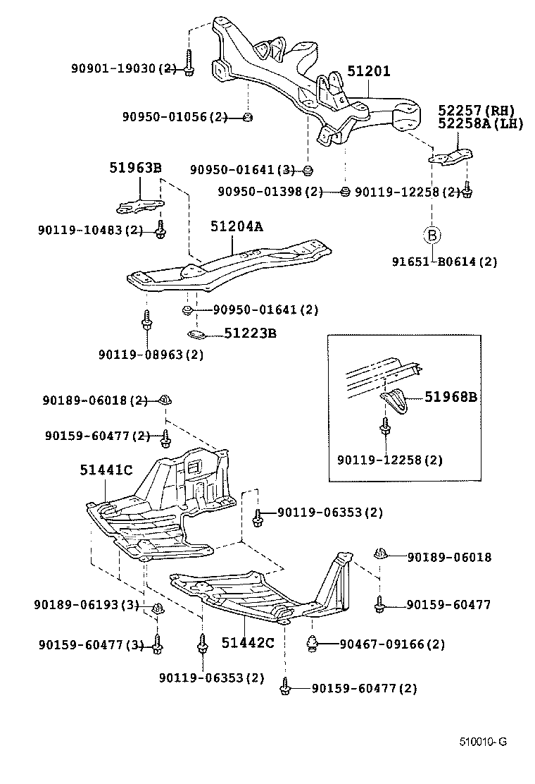 52258-44020 BRACE, FRONT SUSPENSION MEMBER, REAR LH product image