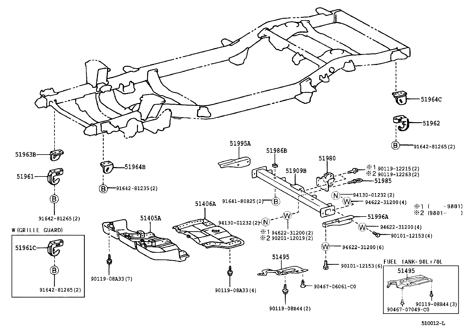 51996-60010 BRACKET, PINTLE HOOK SUPPORT, LH product image