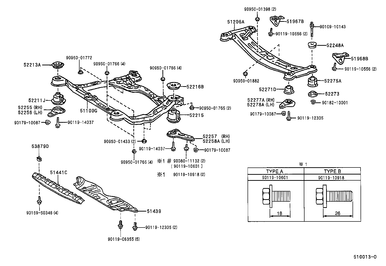 Toyota 52215-33060 CUSHION, FRONT SUSPENSION MEMBER BODY MOUNTING, REAR