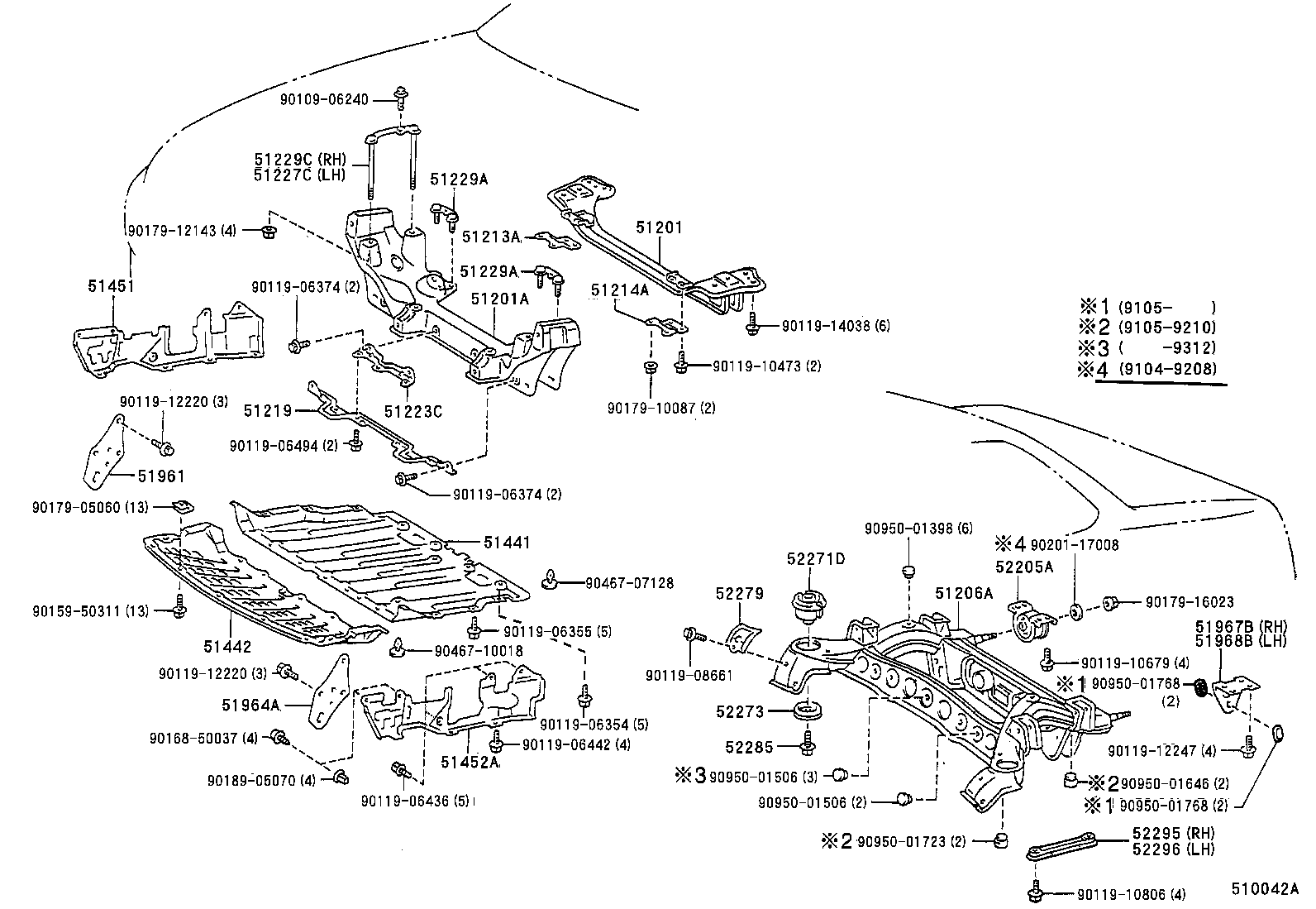 Toyota 52273-24010 STOPPER, REAR SUSPENSION MEMBER, LOWER