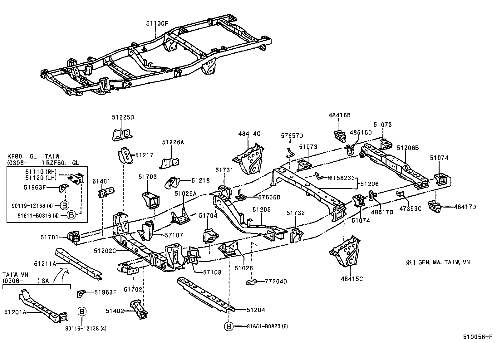 51401-0B010 BRACKET SUB-ASSY, ENGINE FRONT MOUNTING, RH product image