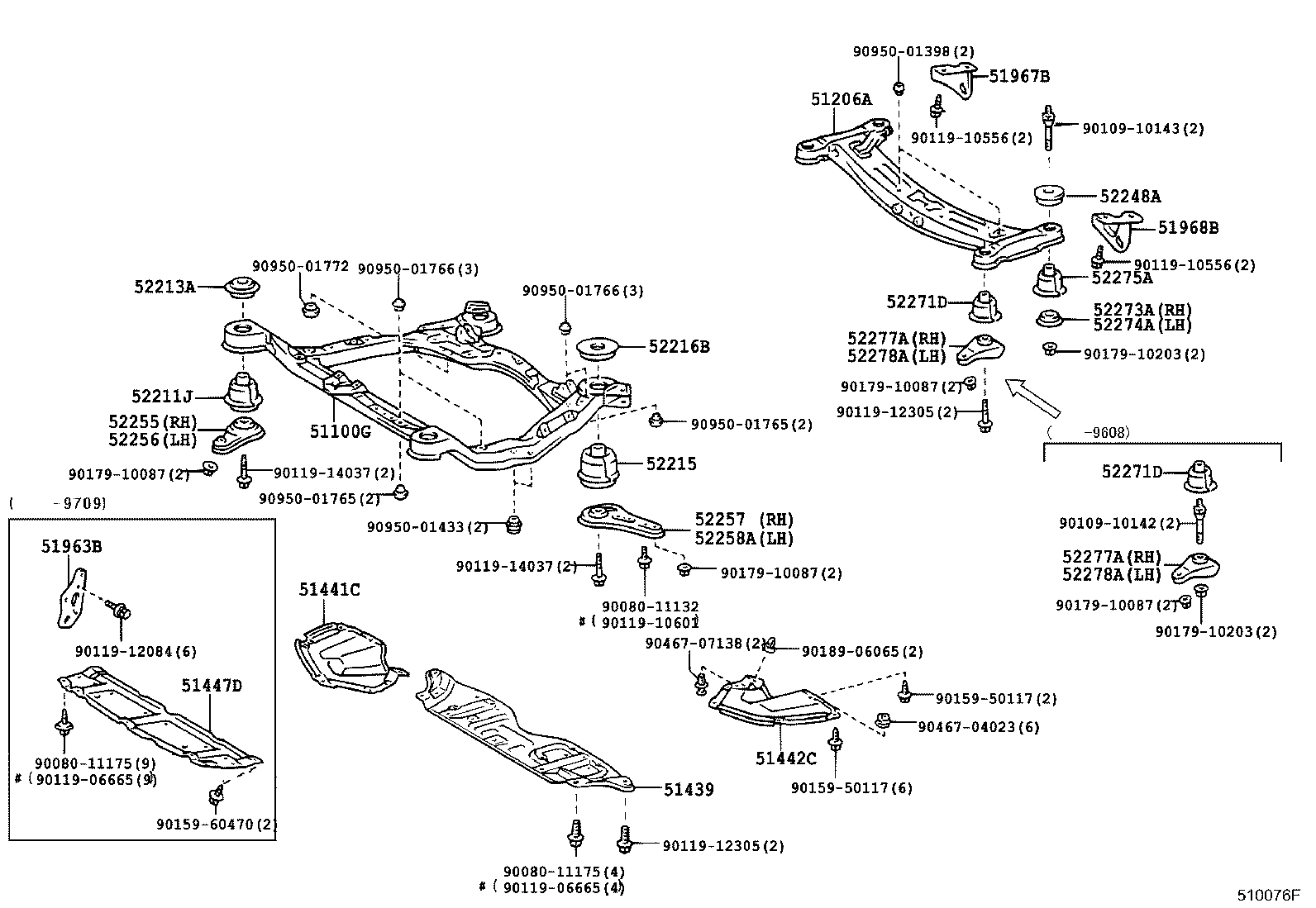 Toyota 52213-07010 STOPPER, FRONT SUSPENSION MEMBER BODY MOUNTING, FRONT