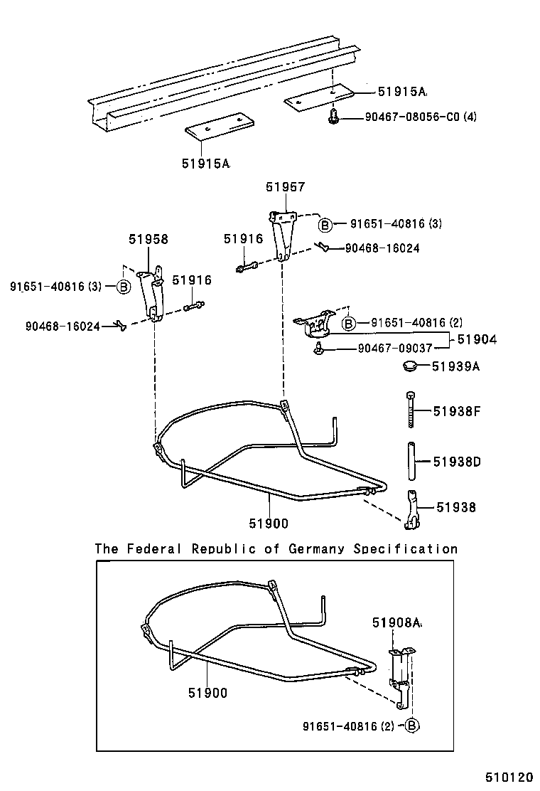 51908-28020 BRACKET SUB-ASSY, SPARE WHEEL MOUNTING product image