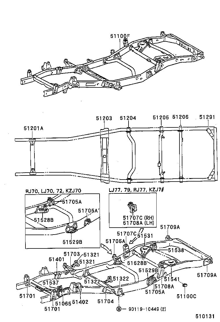 51421-60170 BRACKET SUB-ASSY, ENGINE FRONT MOUNTING, RH product image