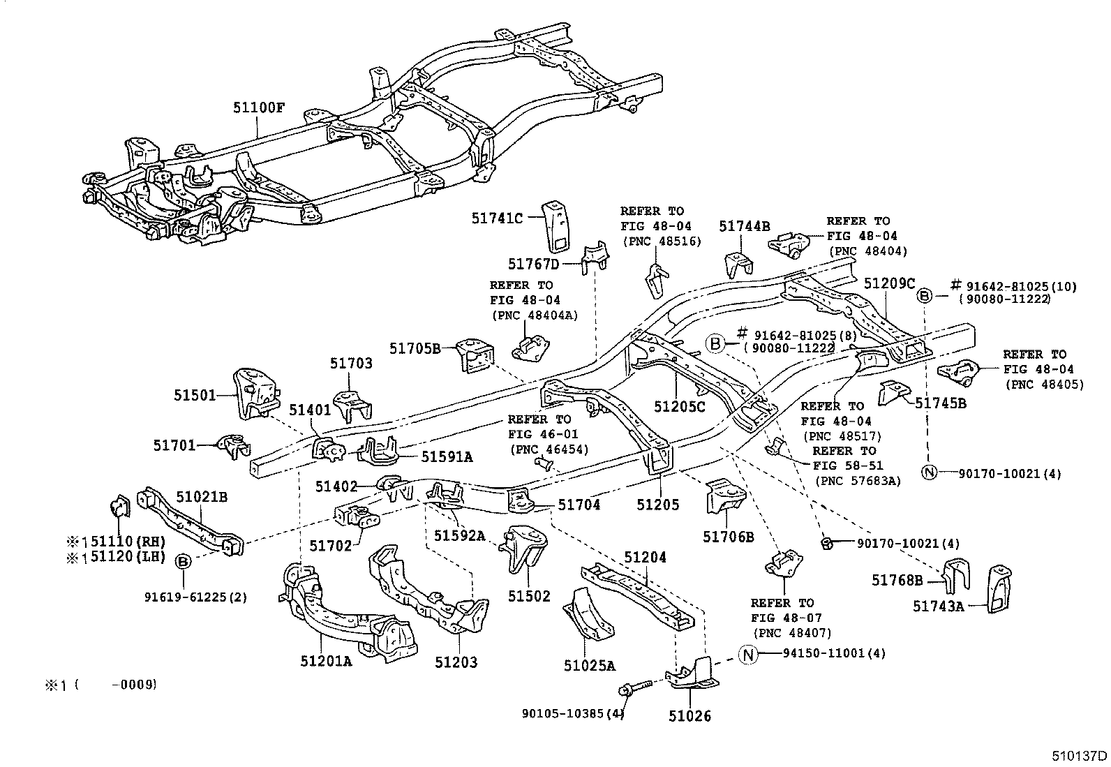 Toyota 51001-04212 FRAME SUB-ASSY