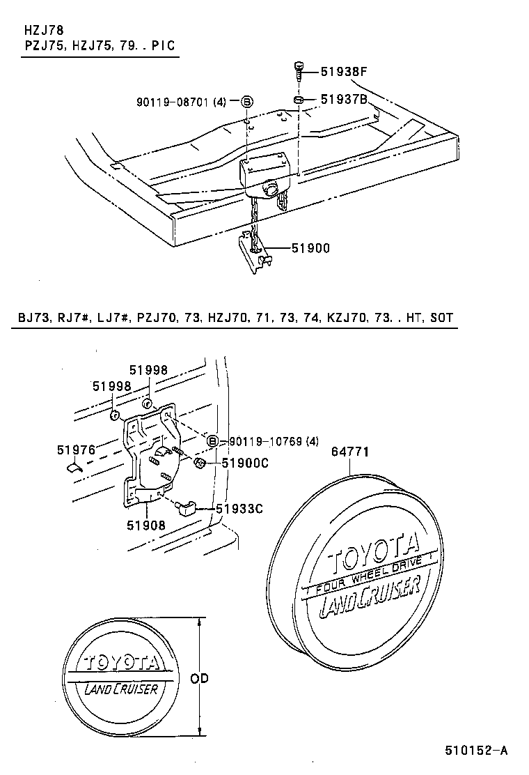 64771-60180 COVER, SPARE WHEEL product image