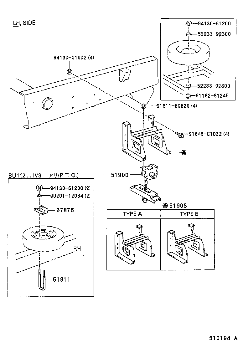 51908-37010 BRACKET SUB-ASSY, SPARE WHEEL CARRIER product image