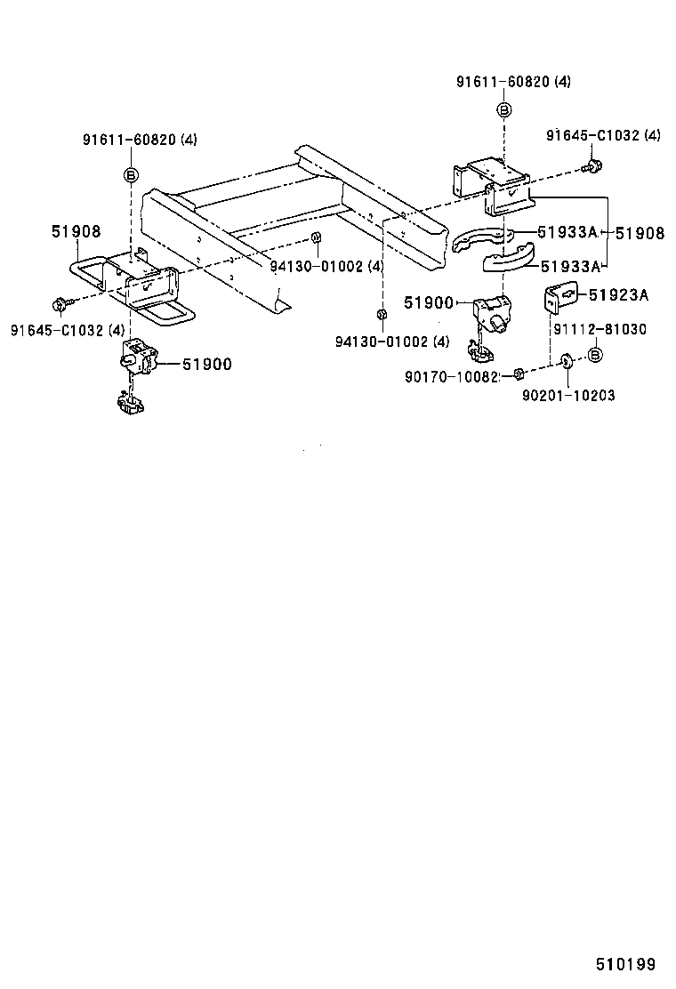 51908-37010 BRACKET SUB-ASSY, SPARE WHEEL CARRIER product image