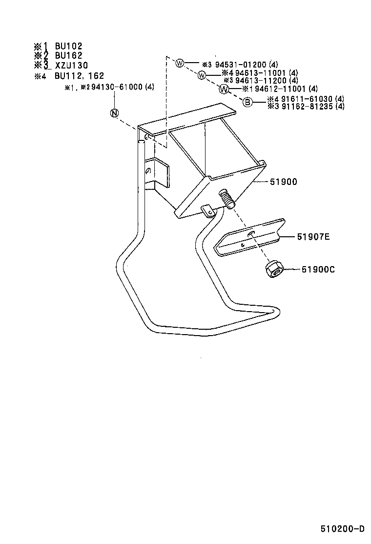 51908-37010 BRACKET SUB-ASSY, SPARE WHEEL CARRIER product image