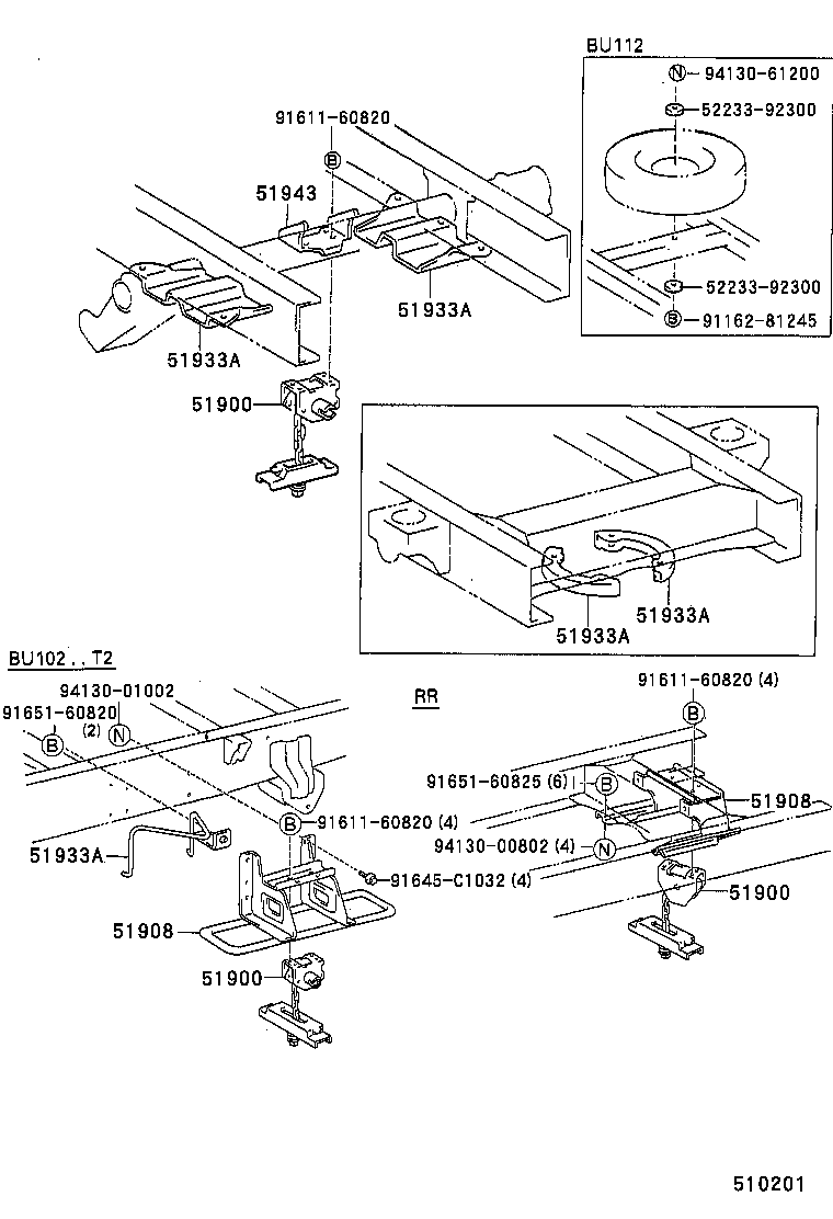 51900-36050 CARRIER ASSY, SPARE WHEEL product image