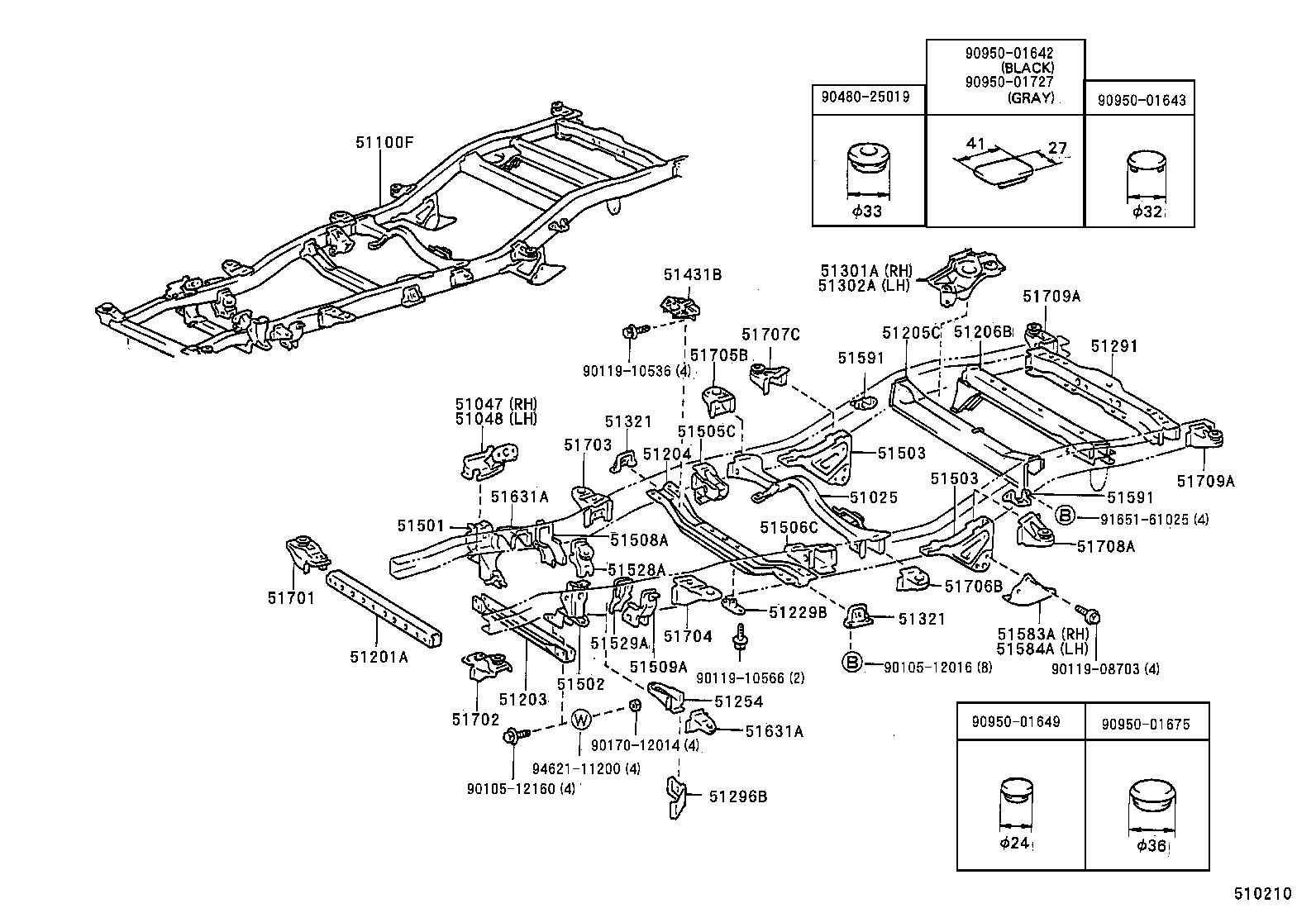 51047-35080 BRACKET SUB-ASSY, ENGINE MOUNTING & UPPER ARM, RH product image