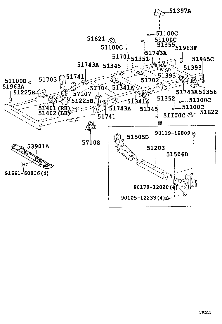 51401-25160 BRACKET SUB-ASSY, ENGINE FRONT MOUNTING, RH product image