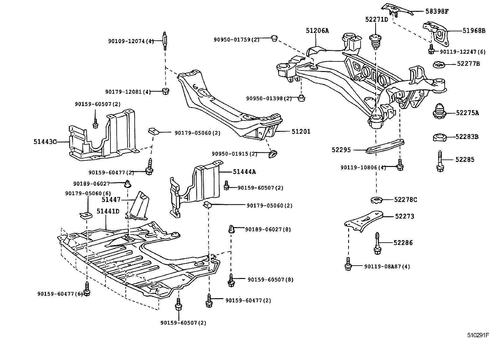 51206-30070 MEMBER SUB-ASSY, REAR SUSPENSION product image