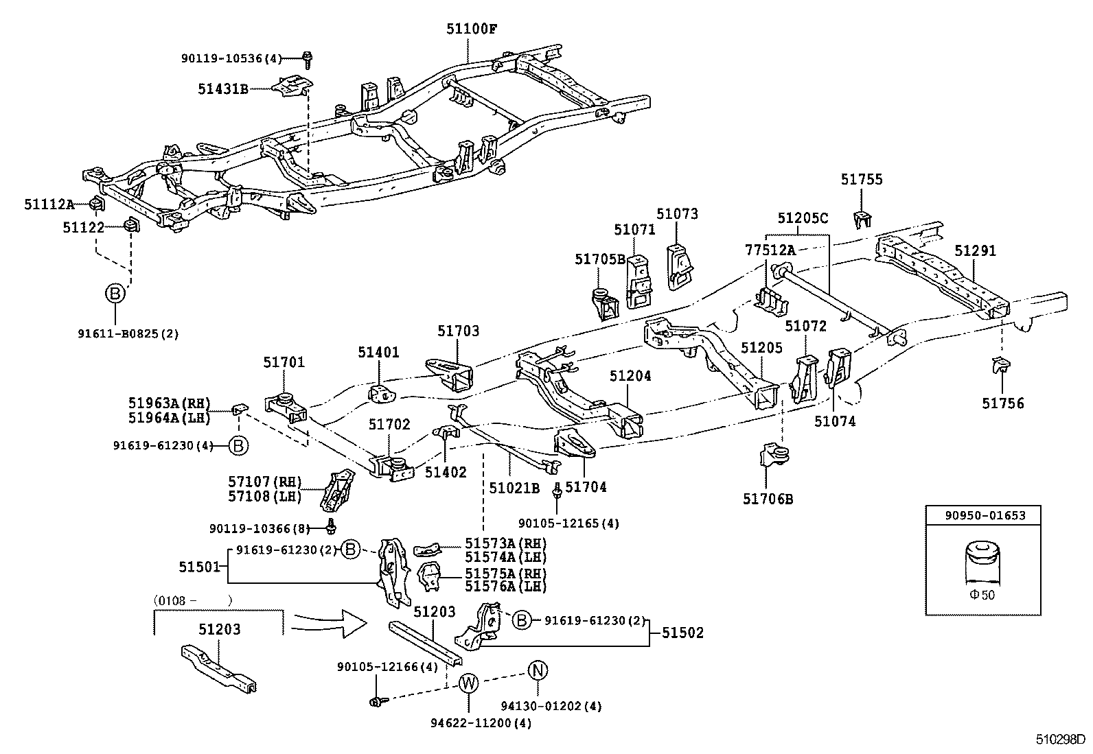 51047-35090 BRACKET SUB-ASSY, ENGINE FRONT MOUNTING, RH product image