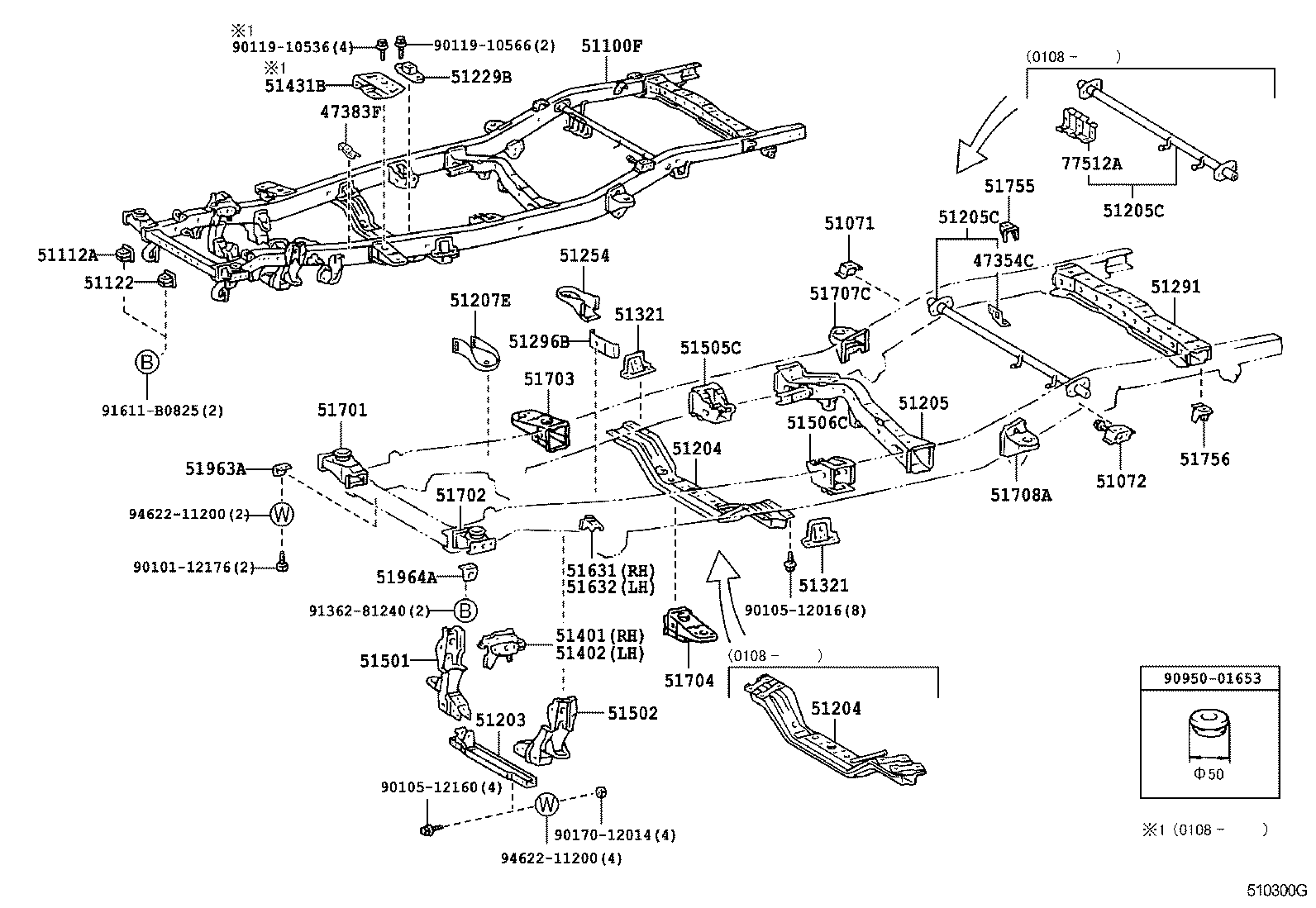 51047-35090 BRACKET SUB-ASSY, ENGINE FRONT MOUNTING, RH product image