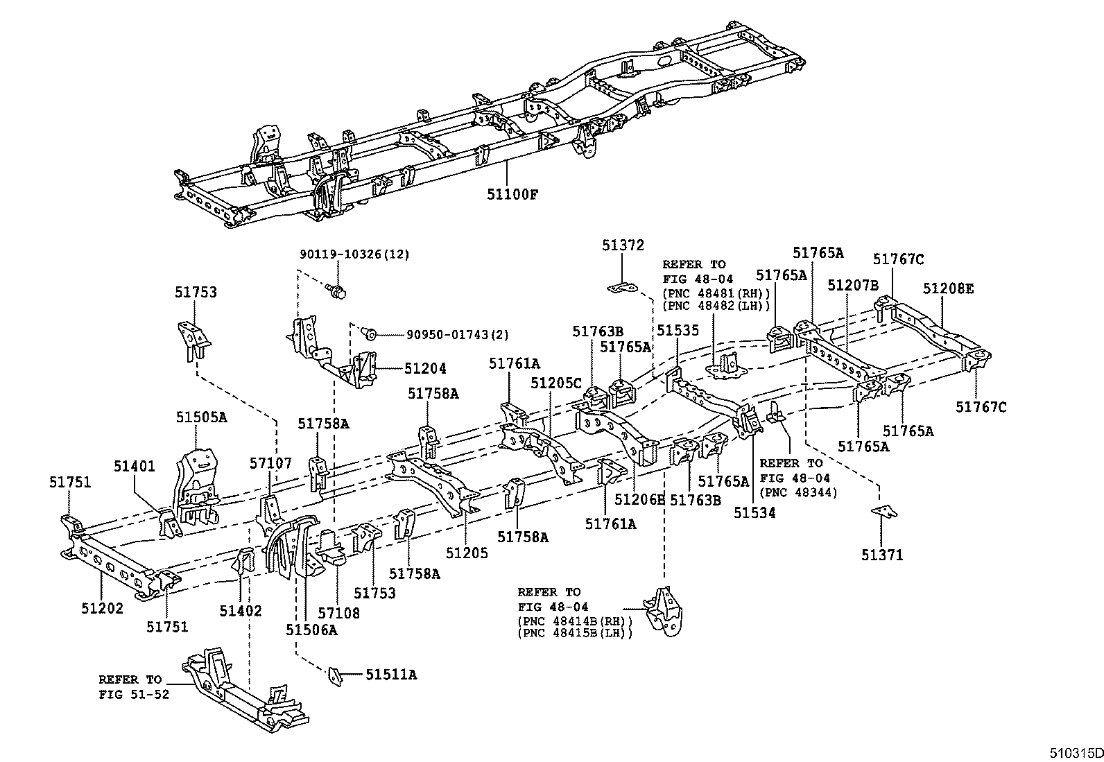 51201-36180 CROSSMEMBER SUB-ASSY, FRAME, NO.2 product image