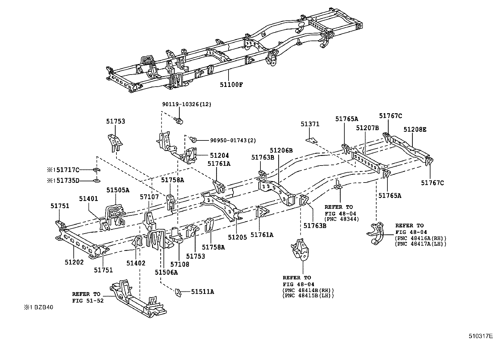 51201-36180 CROSSMEMBER SUB-ASSY, FRAME, NO.2 product image